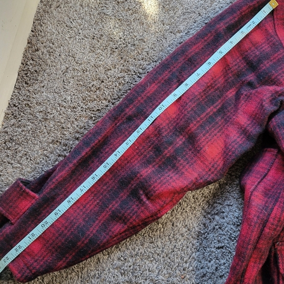 Woolrich Vintage Wool Coat Hunting Red Black Plaid Men's Size 46 - Picture 6 of 6